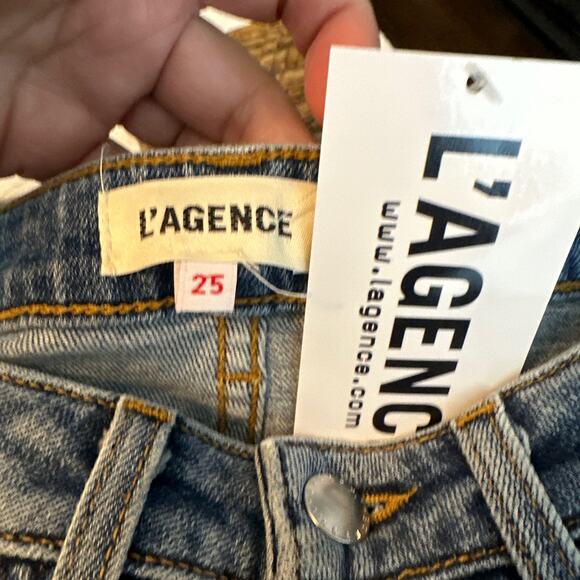 L'Agence High Rise Straight Leg Ankle Length Distressed Jeans Size 25 NWT - Picture 4 of 4